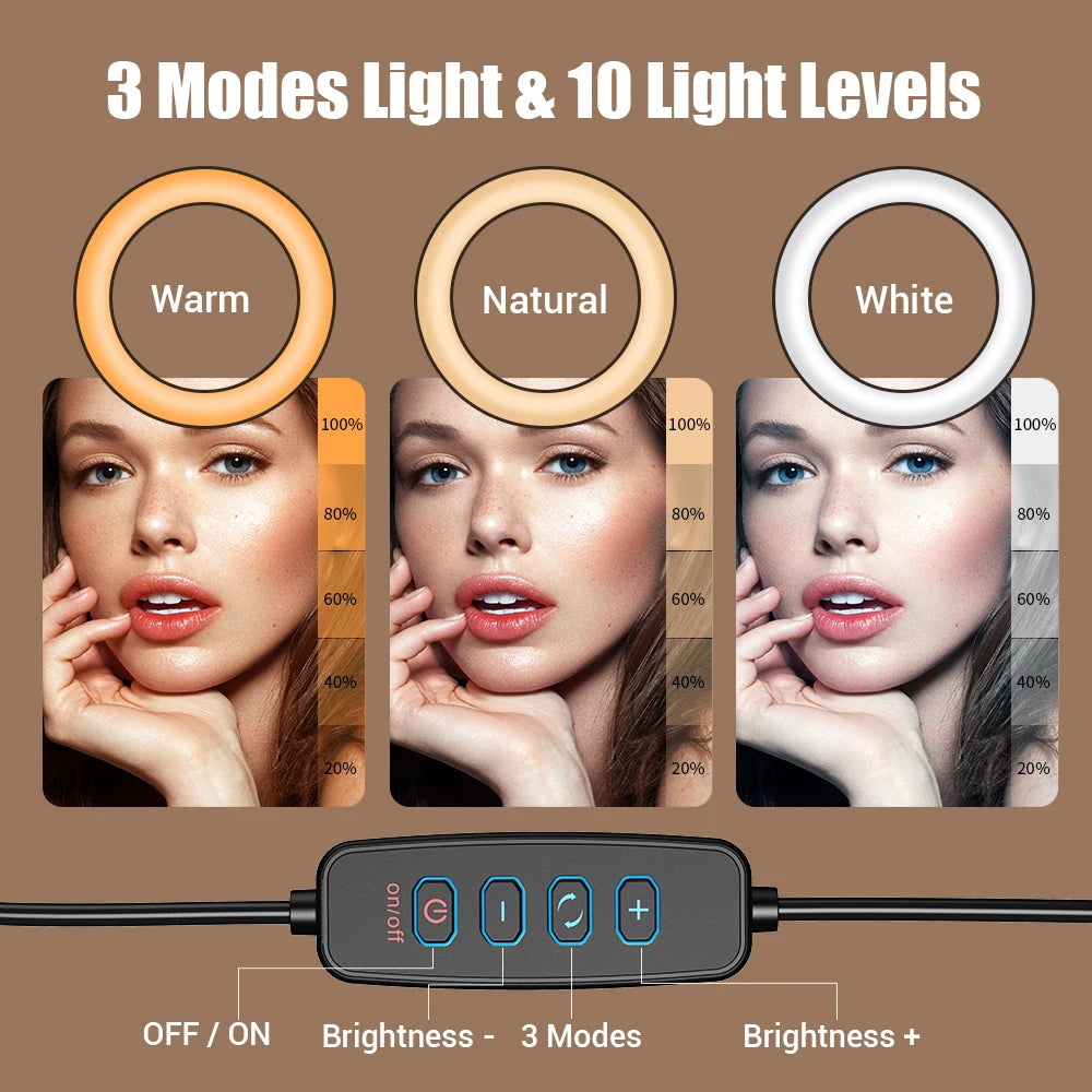 APEXEL Adjustable Selfie Ring Light with Tripod and Phone Holder