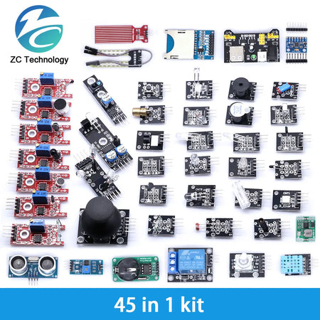 Arduino 45 in 1 Sensors Modules Starter Kit &ndash; Superior Versatility for UNO R3 and MEGA2560 45-in-1-kit / CHINA