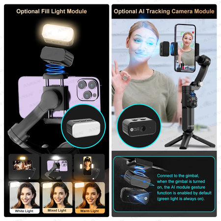 3-Axis Vlog Stabilizer &ndash; Face Following Technology with Magnetic Remote