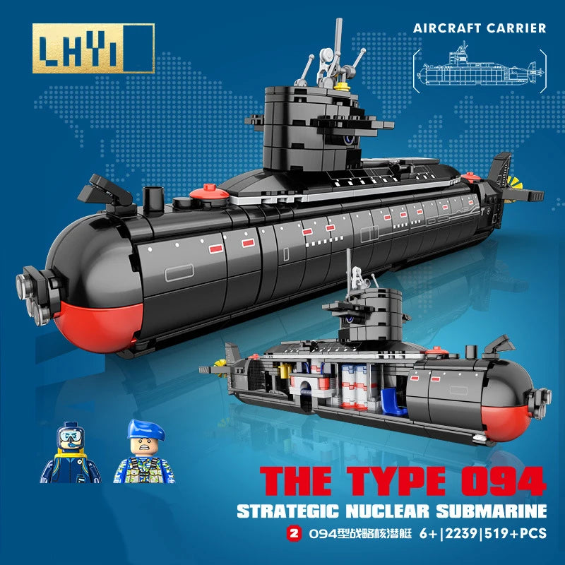 Military Type 094 Strategic Submarine Building Blocks - Educational Toy