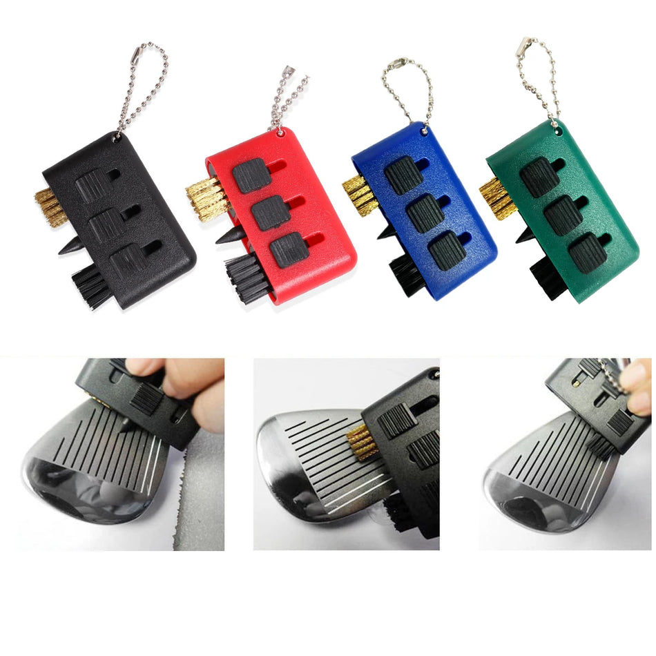 Spazzola per la pulizia di mazze da golf 3 in 1, attrezzo per scanalature di putter e wedge
