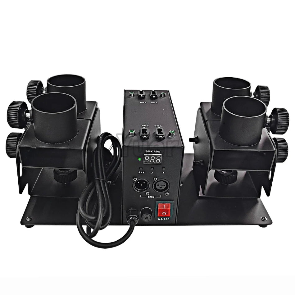 Lançador de Confetes Yuer 50W de Quatro Cabeças DMX com Flor, Serpentinas e Confetes em Pó para Casamentos e Festas