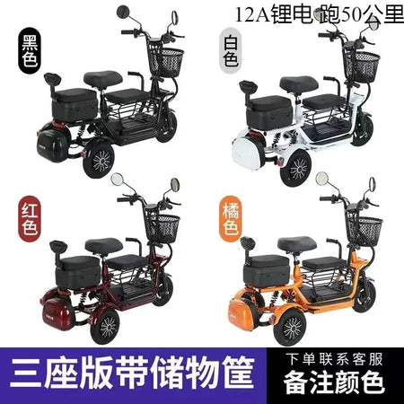 Electric Tricycle Family Carrier &ndash; 48V Lithium Battery 12A