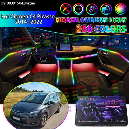 For Citroen C4 Picasso 2014~2022 MK2 2015 RGB Car Interior Ambient Lights Strips Breathing Lighting Kit App Control LED strips by InterCyprus Trading Ltd
