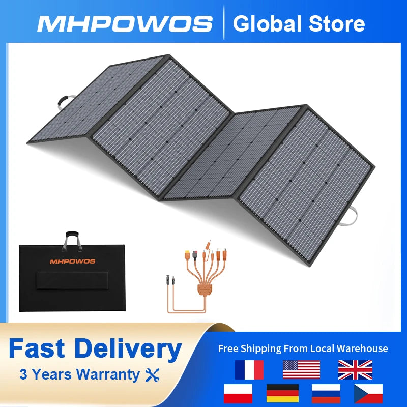 Cargador de Panel Solar Portátil Plegable MHPOWOS 400W, 31V, Monocristalino