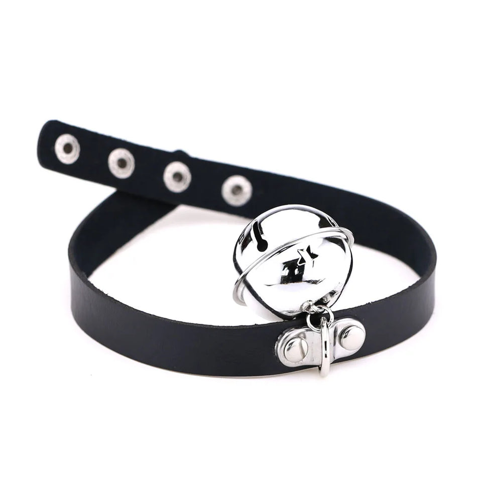 Punk Spike Rivet Leather Choker with Pentagram Pendant for Women