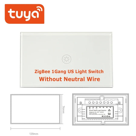 Tuya ZigBee Switch Without Neutral Wire &ndash; Touch Sticker ZigBee 1Gang US