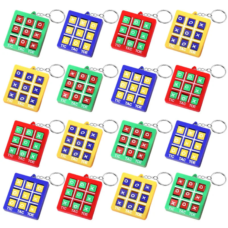Tic Tac Toe Game Keychain - Educational Toy for Parties and Prizes 16pcs