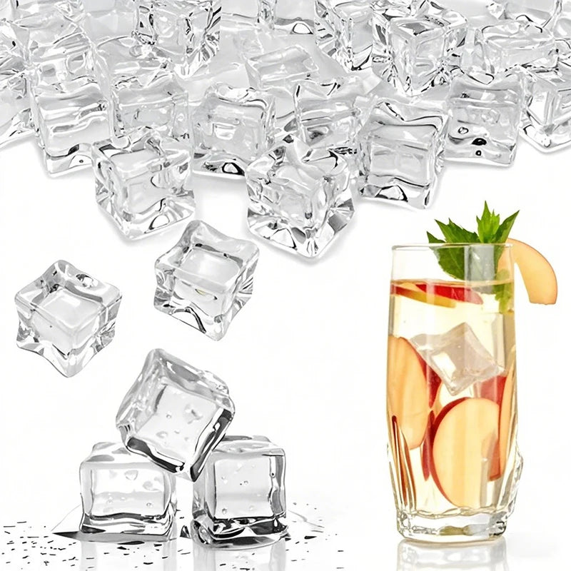 Clear Acrylic Fake Ice Cubes for Photography &amp; Decoration 20mm-50Pcs