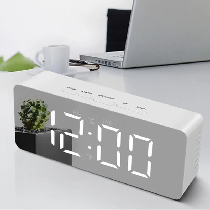 Digital LED Alarm Clock with Temperature Display and Snooze Function