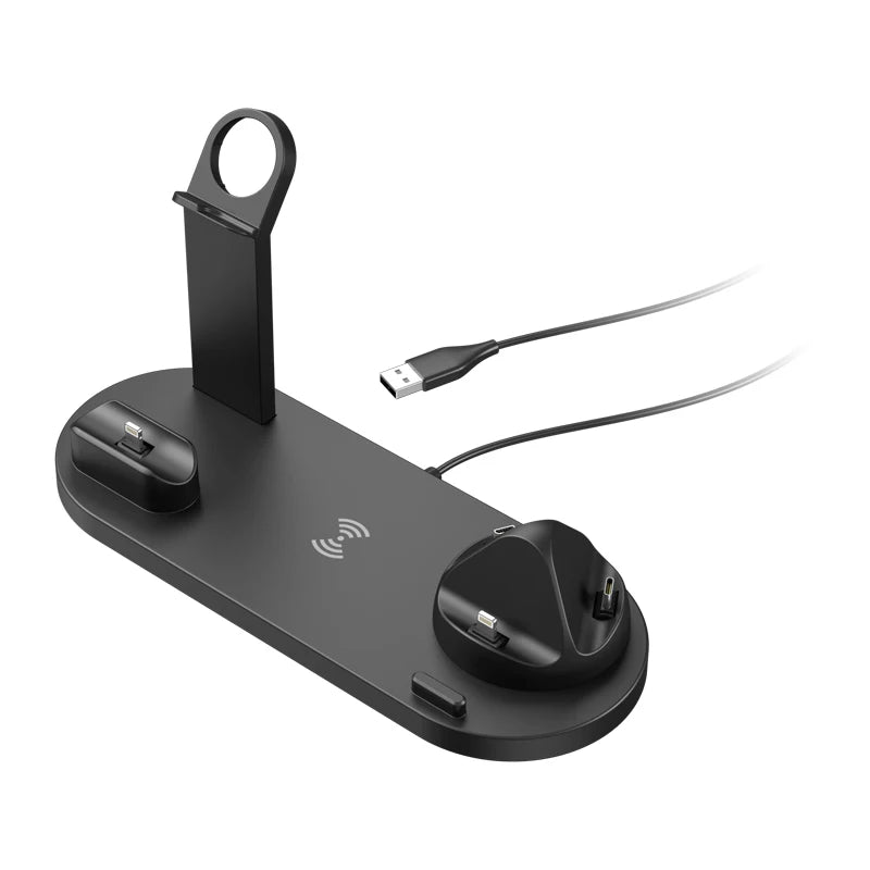 Opansten Wireless Charger Stand &ndash; Three Ports Fast Charging Black