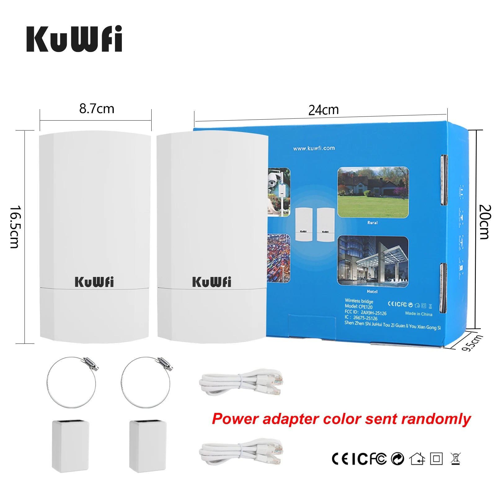 KuWfi Outdoor WiFi Bridge Router 1Km 300Mbps &ndash; Long Range