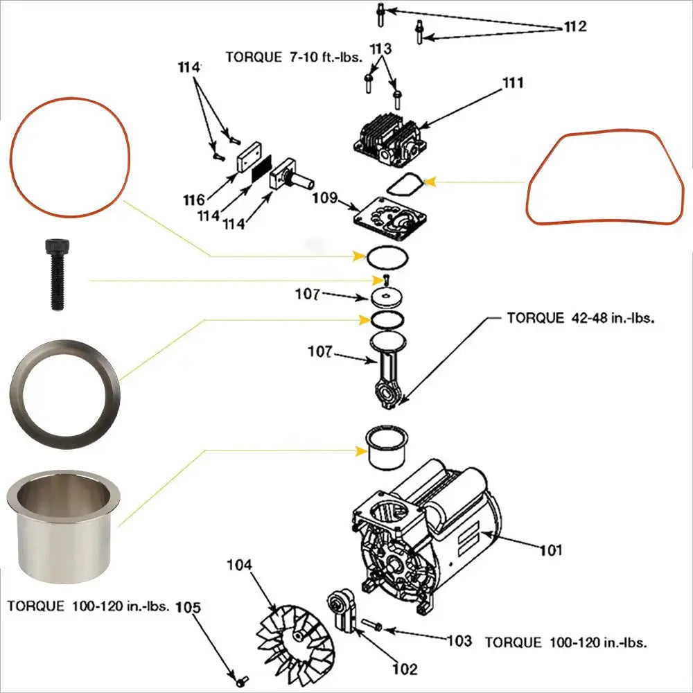 K-0650 Air Compressor Cylinder Sleeve and Compression Ring Kit, Air Compressor Service Kits For Craftsman DeVilbiss Porter Cable by InterCyprus Trading Ltd
