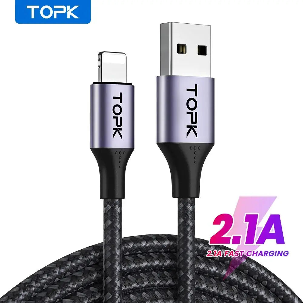 TOPK 3A Micro USB Type C Phone Charger Charging Cable Quick Charge Mobile Phone Cables Wire for Xiaomi Redmi Note 10 9 by InterCyprus Trading Ltd