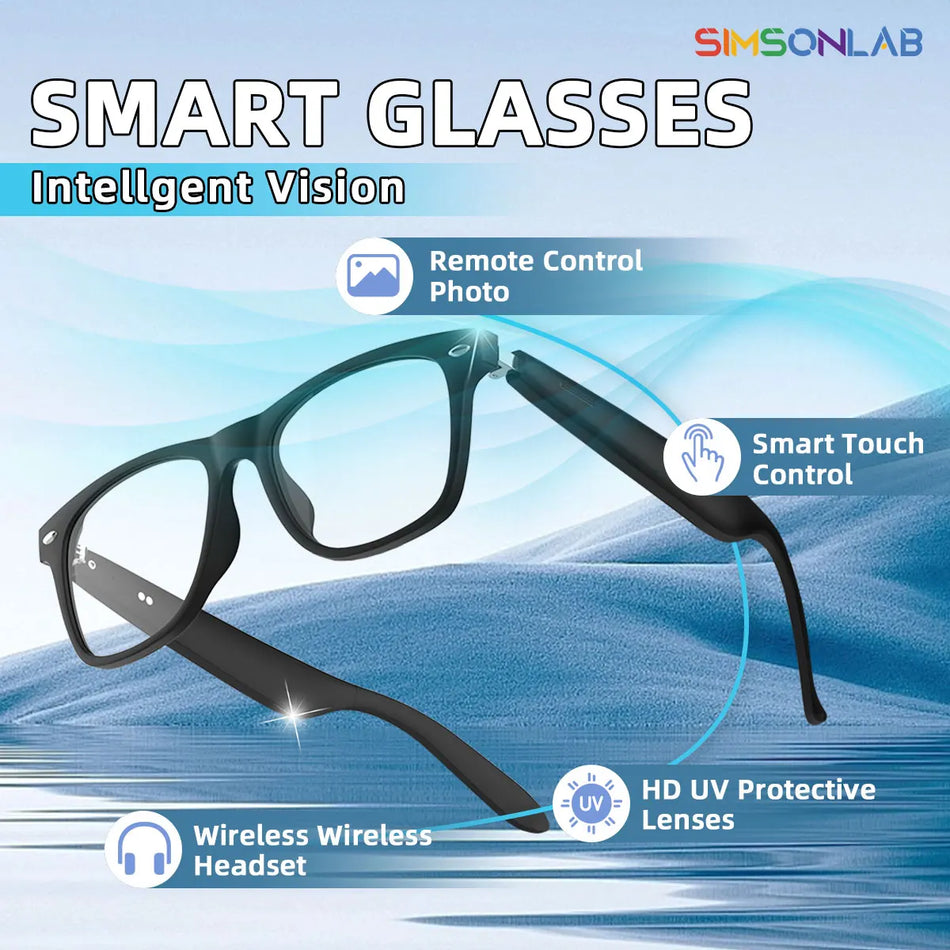 Lunettes intelligentes sans fil AI Translate avec lecteur de musique et lunettes de soleil UV