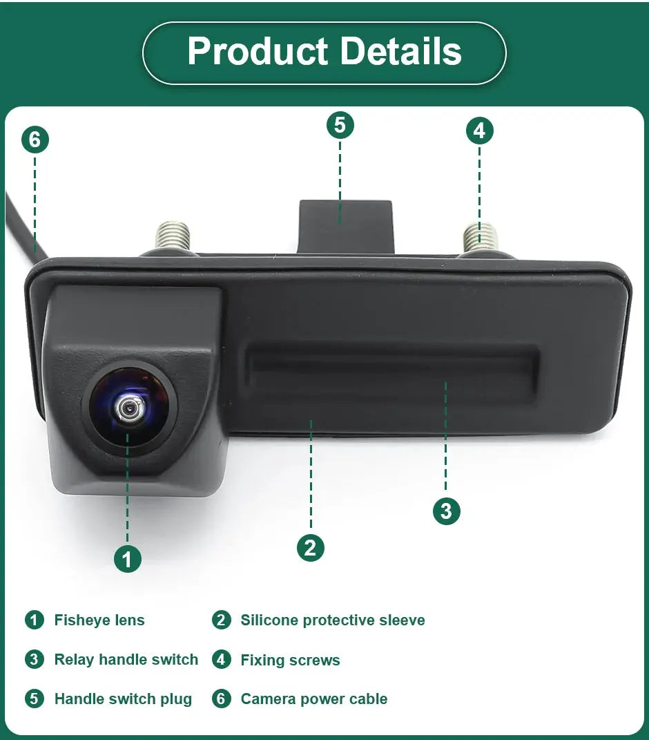 Greenyi CVBS AHD 1080P Vehicle Trunk Handle Car Reverse Backup Camera For VW Skoda Octavia 2 3 A5 Fabio Yeti Superb Audi A1 A3 by InterCyprus Trading Ltd