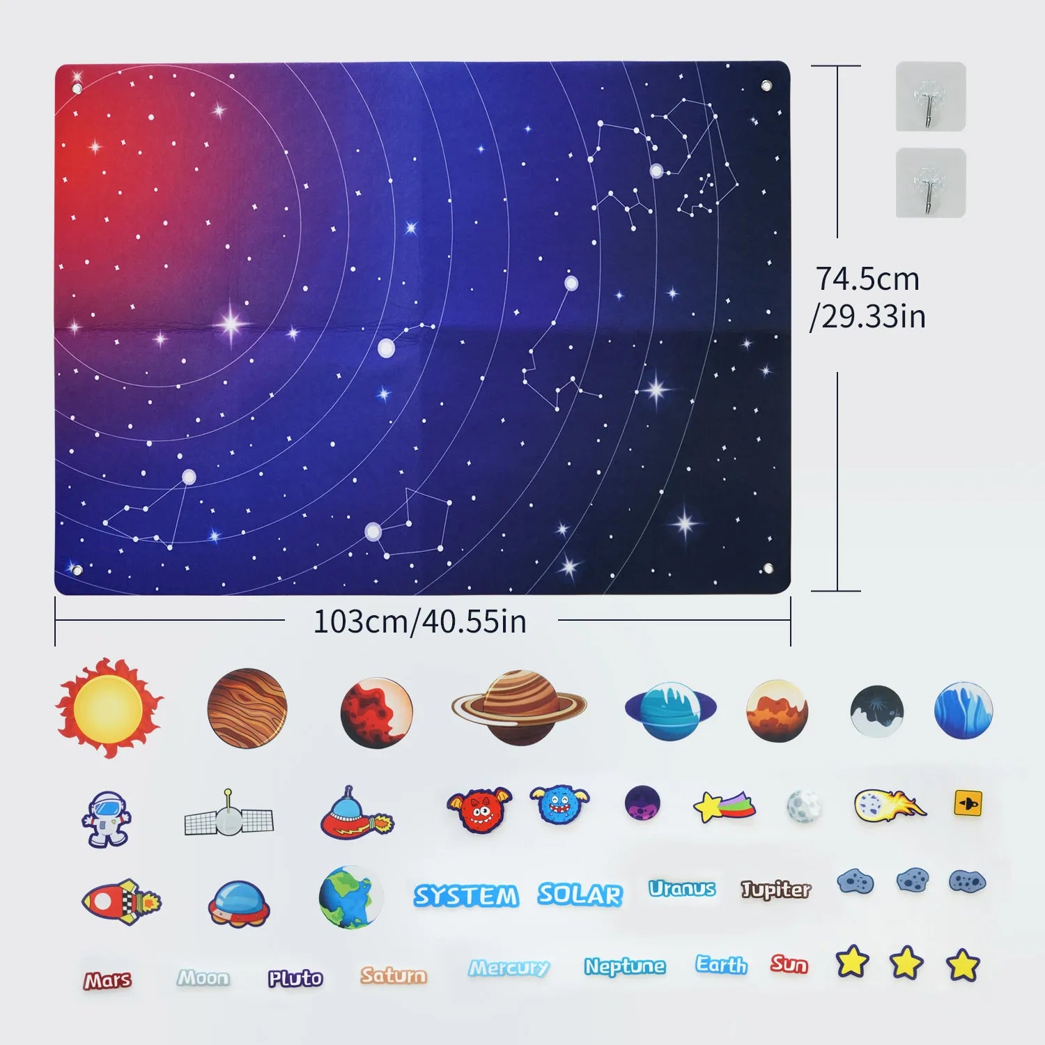 41PCS Space Felt Story Board Set &ndash; Hangable Solar System Kit