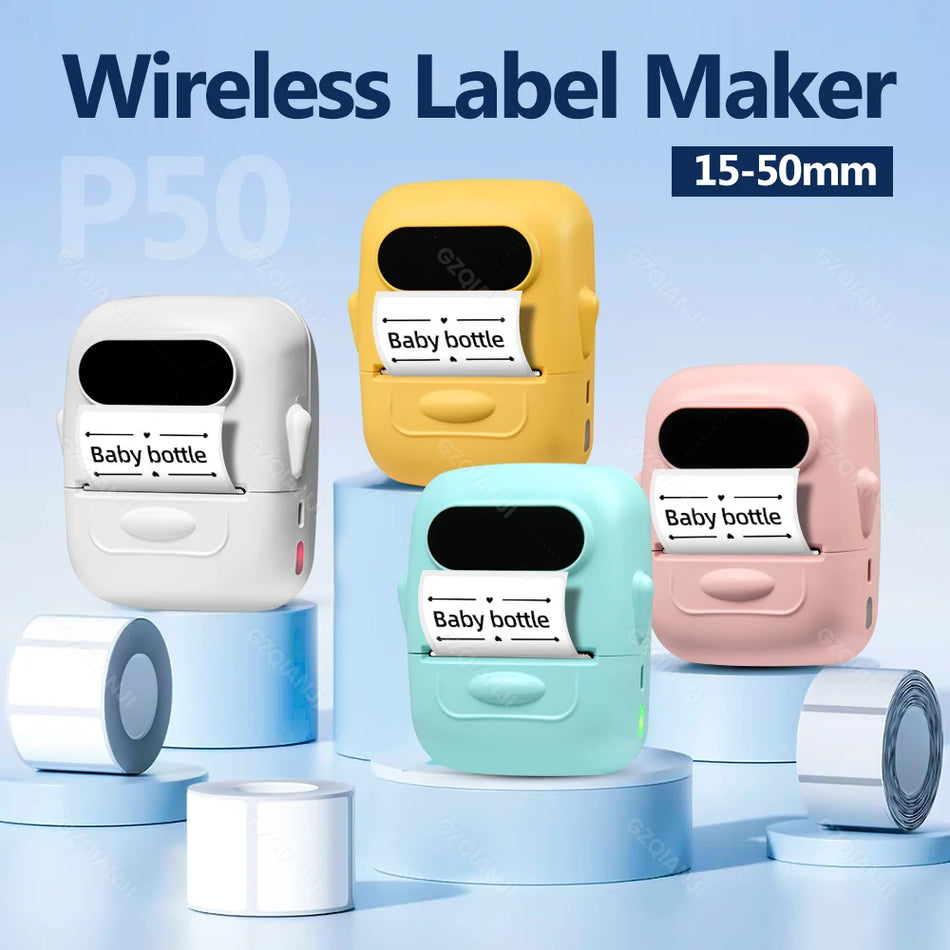 Portatīvais termālais etiķešu printeris, 2 collu, Bluetooth, kabatas etiķešu veidotājs ar papīru