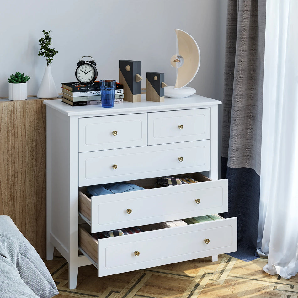 Getone White Chest of Drawers 80x40x80cm Six Drawer Dresser