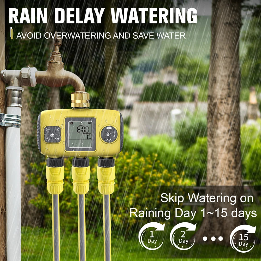 1/3 Zone Automatic Irrigation Water Timer &ndash; Smart Schedule