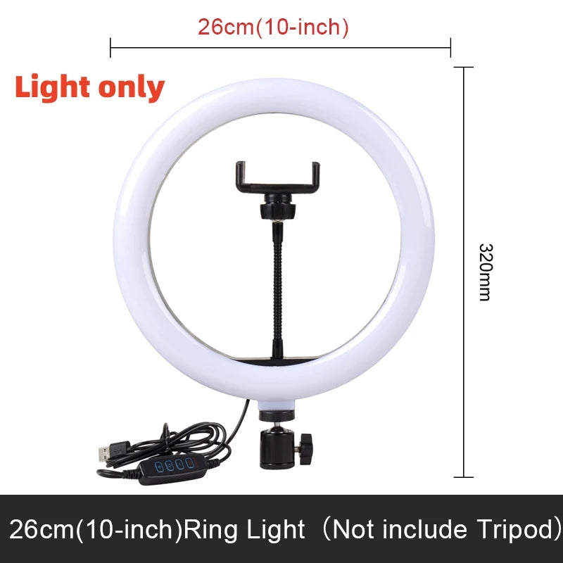 LEAFILLIGHT LED Ring Light with Tripod Stand &amp; Phone Holder for Selfies and Videos 10in light only