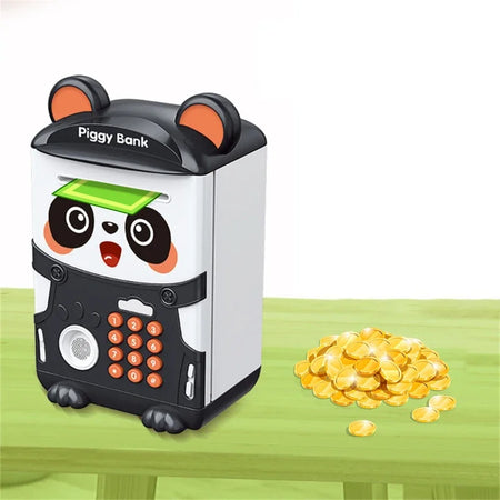 Piggy Bank Cartoon Panda - Password And Fingerprint Access