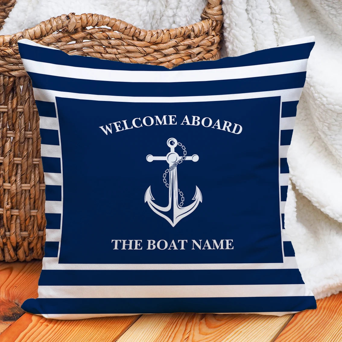 Personalised Nautical Anchor Pillow Covers for Home and Yacht Decor LK240728000080 / 50X50CM