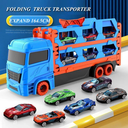 Large Car Transporter Truck &ndash; Foldable Track Alloy Diecast