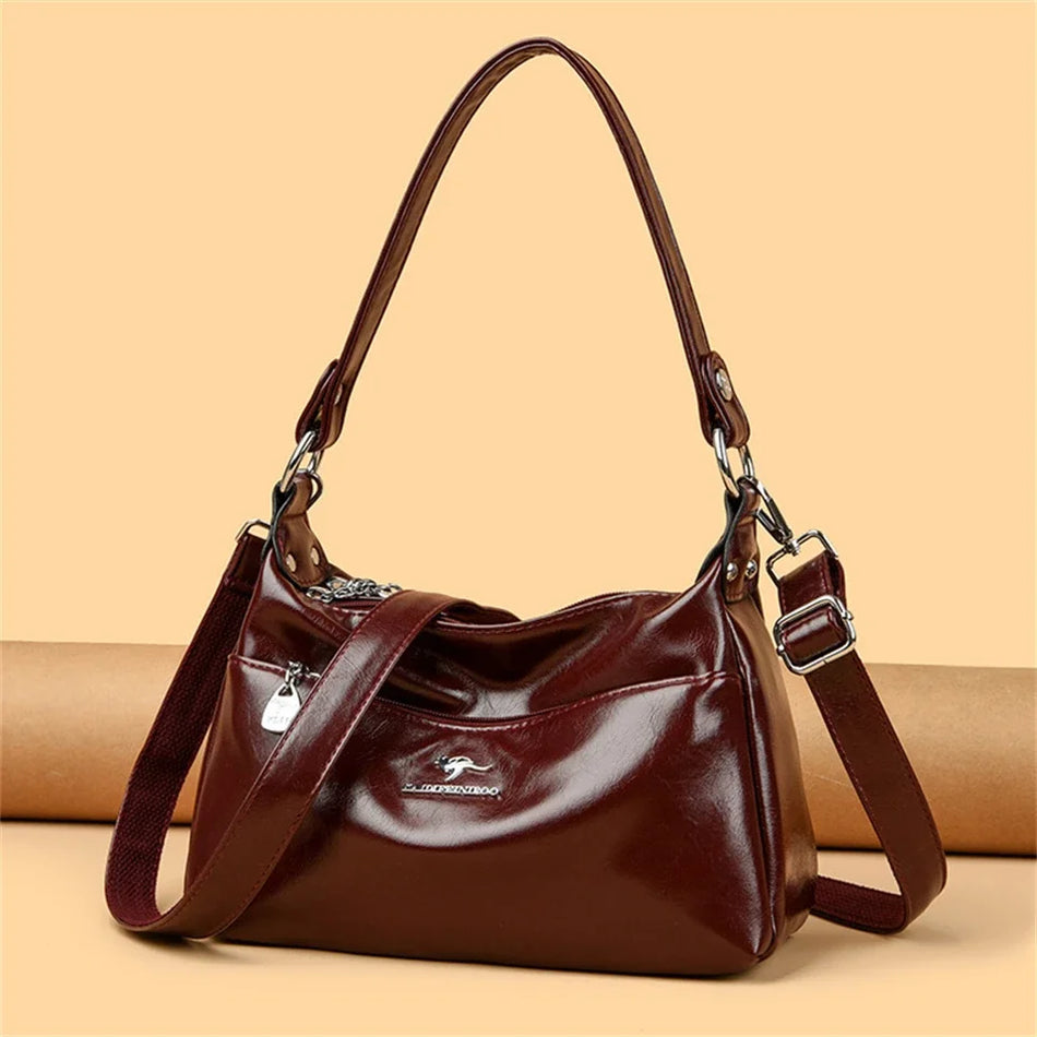 Borsa a tracolla da donna in pelle morbida, borsa a spalla di lusso per il pendolarismo quotidiano