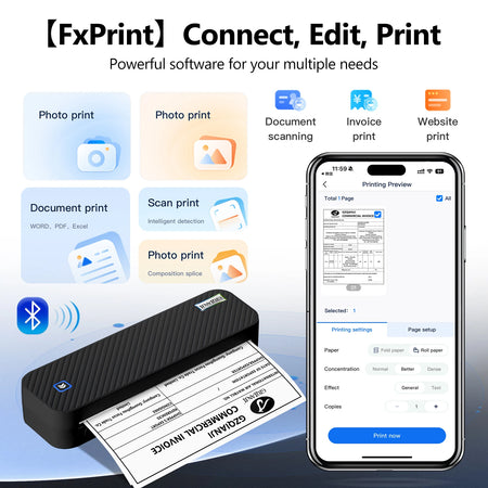 Inkless Portable A4 Thermal Printer &ndash; Bluetooth Printing