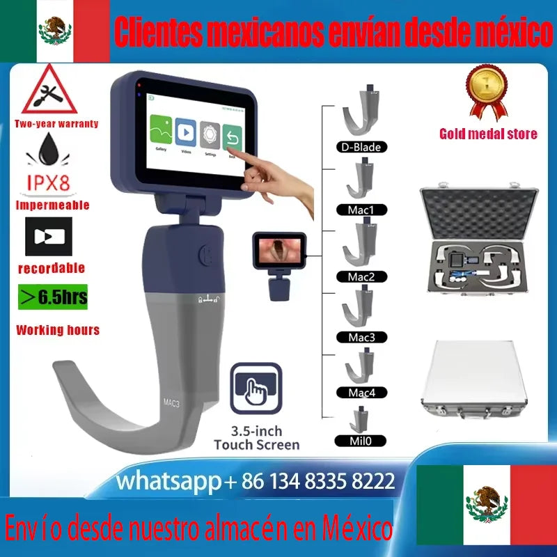 3.5-calowy ekran wideo laryngoskop sterylne, wielokrotnego użytku ostrza