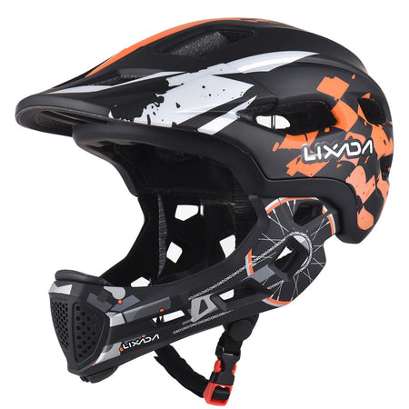 Adjustable Detachable Full Face Kids Cycling Helmet Orange