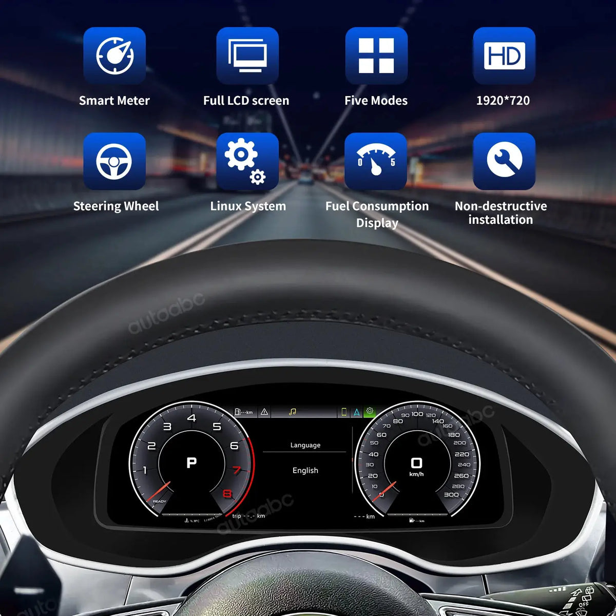 AUTOABC 12.3"LCD Digital Dashboard Cluster Wireless CarPlay Android Auto FOR Audi A6/A7 2012-2018year Support Steering wheel UI by InterCyprus Trading Ltd