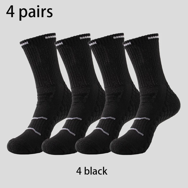 4 Pairs Pro Performance Sport Socks - Breathable Cushioned 4 black Crew / One Size