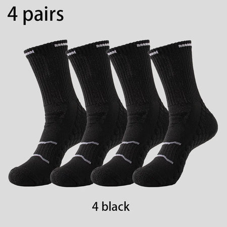 4 Pairs Pro Performance Sport Socks - Breathable Cushioned 4 black Crew / One Size