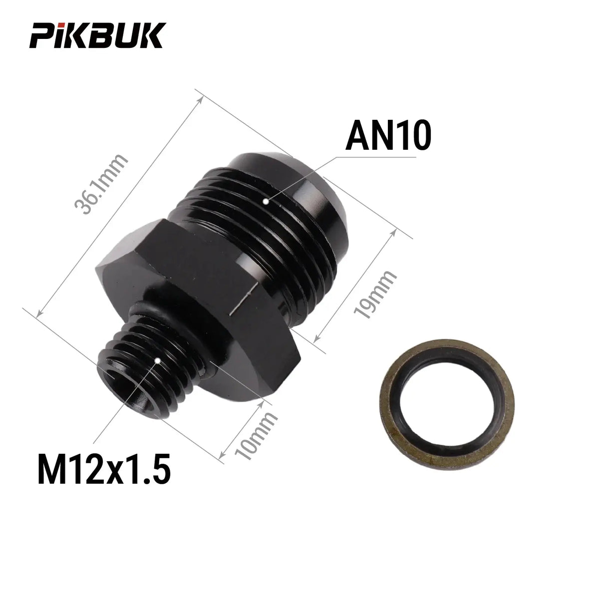 PIKBUK Aluminum AN10 to M12/14/16/18/20/22x1.5 Adapter Flare Fitting Auto Hose Fitting Male Oil Cooler Fitting by InterCyprus Trading Ltd