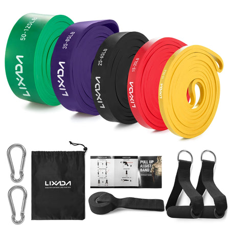 Lixada 5 Pack Pull Up Assist Bands Set &ndash; Carry Bag Included