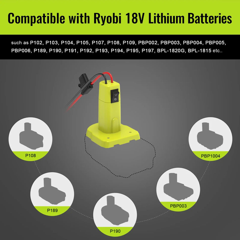 Adaptér Power Wheels pro baterie Ryobi 18V s bezpečnostním spínačem