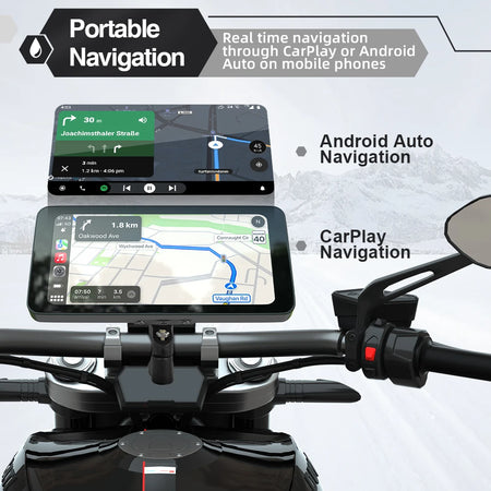 6.5inch CarPlay Motorcycle Screen &ndash; Wireless GPS Display