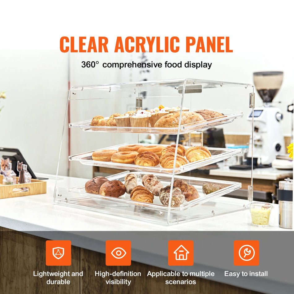 2 Tier Akrylový Výstavní Stánek na Pečivo Přístup ze Zadních Dveří