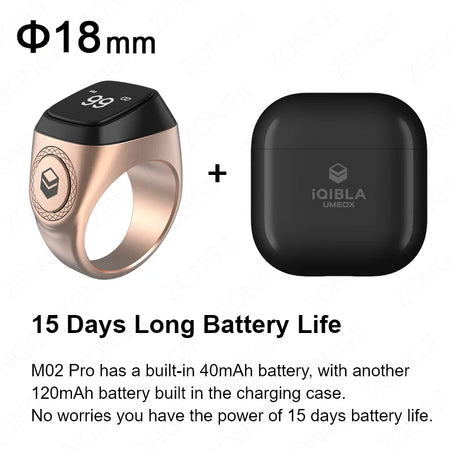 IQibla M02 Pro Smart Digital Tasbeeh Ring with Vibration Reminder Bright Rose 18mm / CHINA