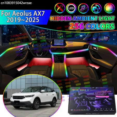 For Aeolus AX7 2019~2025 MK2 RGB Car Interior Ambient Lights Strips Breathing Lighting Kit App Control LED strips Accessories by InterCyprus Trading Ltd
