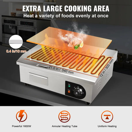 21In Electric Teppanyaki Grill Nonstick Plate