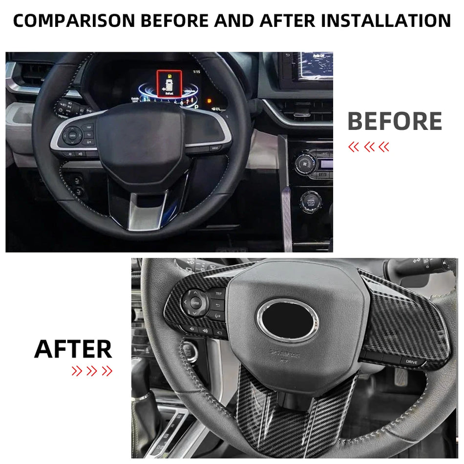 Капак на панела на волана, ABS, с външен вид на карбон, 3 части, интериорна облицовка за Toyota Avanza