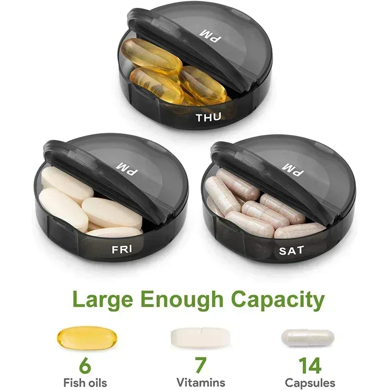 7-Day Pill Organizer with 14 Compartments for Medications, Supplements, and Vitamins - Noocuxuekon