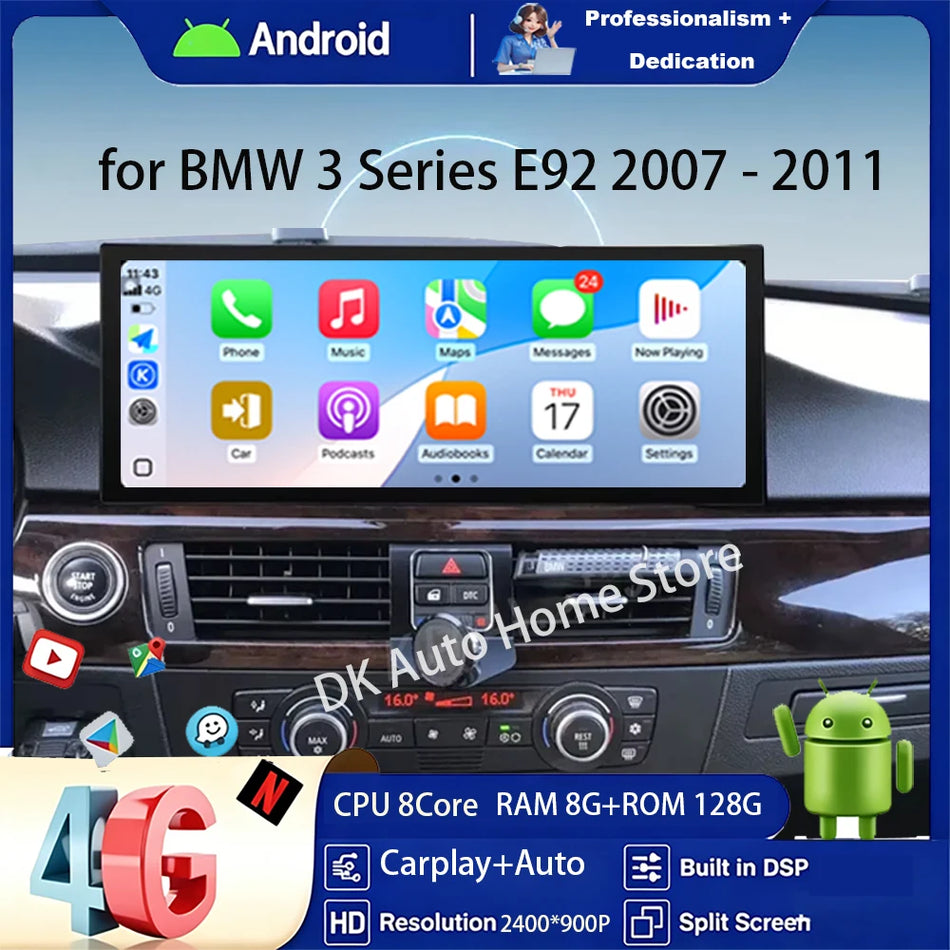12.3 Inch Android 16 Car Radio for BMW 3 Series E90 E91 E92 CCC CIC GPS Nav