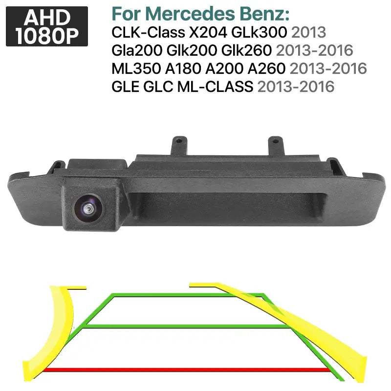 AHD 1080P Dynamic Trajectory Car Rear View Trunk Handle Camera For Mercedes Benz CLK-X204 GLK GLA GLC GLE ML 2013-2016 by InterCyprus Trading Ltd