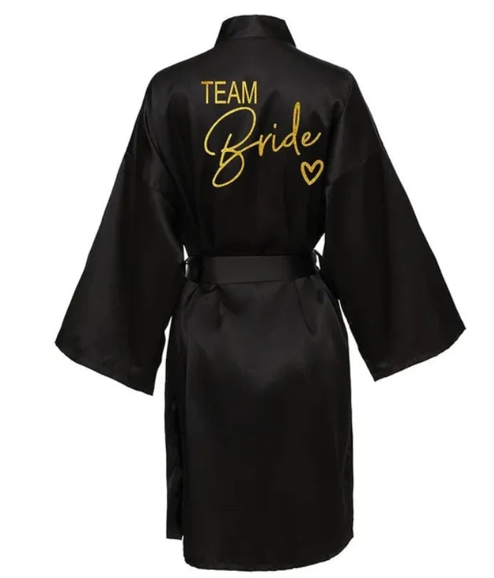 Team Bride Satin Robe - Elegant Silk &amp; Polyester Robe for Women