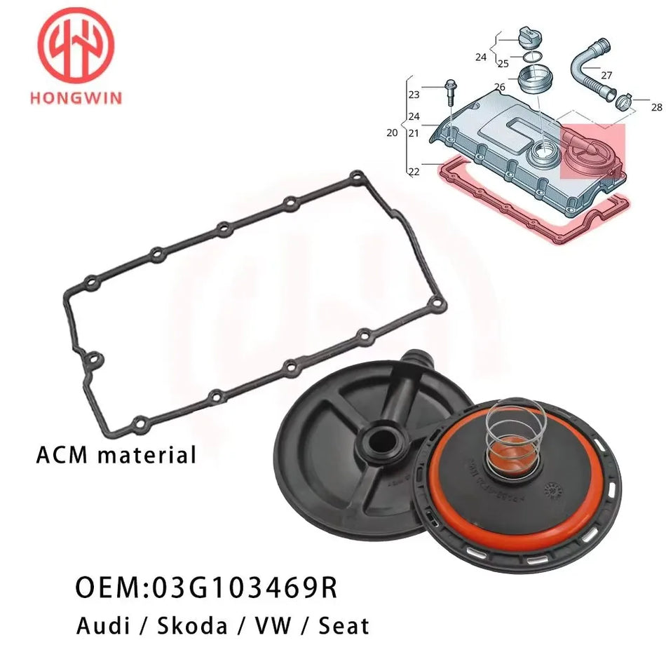 Kit de réparation du couvercle de soupape PCV pour moteur de voiture avec membrane pour Volkswagen Jetta Passat Golf 03G103469R 03G103469N 03G103469F