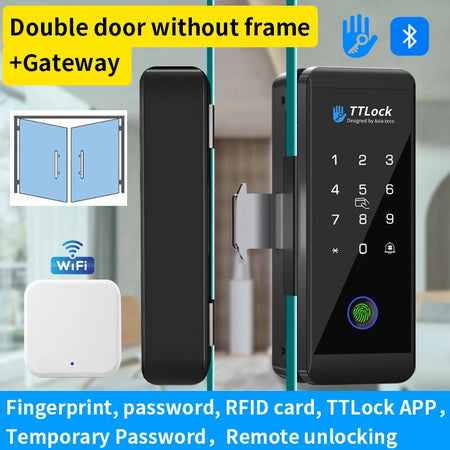 Bluetooth TTLOCK Glass Door Lock &ndash; Biometric Access JDS6-ttlock double
